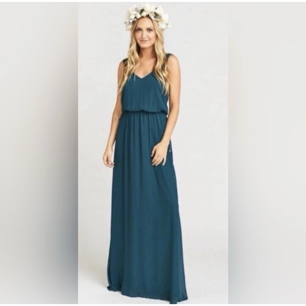 Show Me Your Mumu Kendall Deep Jade Dark Green‎ Chiffon Maxi Dress Size M Formal